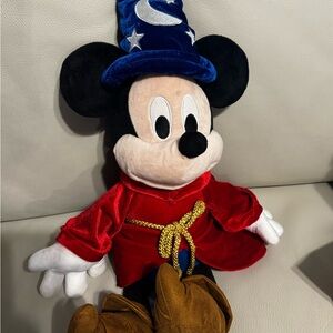 Disney Mickey Mouse Sorcerer Plush - Blue Hat, Red Robe, Gold Rope